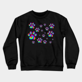 Rainbow Swirly Pawprint Pattern Crewneck Sweatshirt